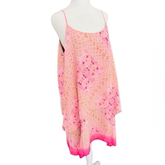 Emma & Michele spaghetti strap tiered chiffon print lined dress size L. - Picture 5 of 7